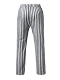 Men's Casual Vertical Striped Elastic Waist Cozy Cotton Linen Pants