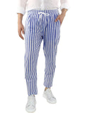 Men's Casual Vertical Striped Elastic Waist Cozy Cotton Linen Pants