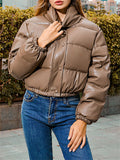 Winter Casual Stand Collar Thermal Short Coat For Women