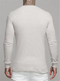 Mens Casual Long Sleeve Round Collar Knitting T-shirt