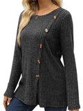 Ladies Chic Button Front Split Long Sleeve Knitted Shirts