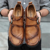 Vintage Handmade Buckle Genuine Leather Fashion Business Loafers