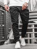 Mens Casual Multi-Pocket Skinny Cargo Pants