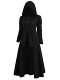 Relaxed Fit Drawstring Hooded Stretchy High Low Pullover Cloak Dress
