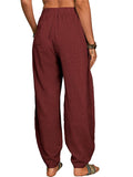 Solid Color High Waist Wide-Leg Long Pants