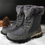 Men's Lace-Up Plush High-Top Winter Snow Boots