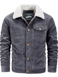 Mens Cozy Warm Corduroy Fleece Lined Thick Jacket Coat