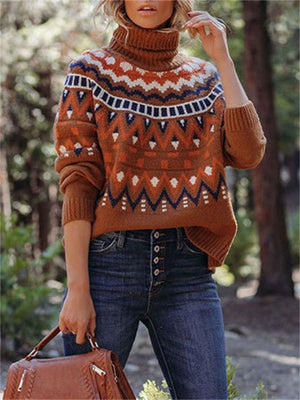 Vintage Striped Patchwork Halloween Lady Knit Sweaters