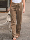 Summer Comfy Elastic Waist Loose Cotton Trousers