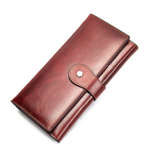 Solid Color Vintage Genuine Leather Wallet For Women