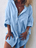 Women's Summer Simple Large Size Beach Button Blouses