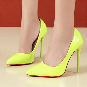 Pointed Toe Yellow 12cm High Heels For Women