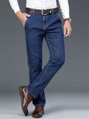 Men's Cozy High Waist Anti-wrinkle Easy Care Business Jeans