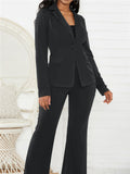 Women Business Formal Comfy Solid Color Suit Coat + Pants