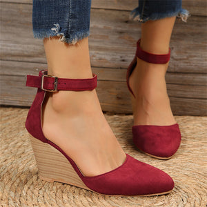 Women's Stylish Pointed Toe Ankle Strap Wedge Heel Sandals