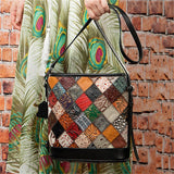 Leather Multi-Color Ethnic Style Patchwork Design Shoulder Bag Crossbody Bag