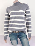 Comfortable Knitted Turtleneck Striped Sweater For Women