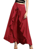 Women's Stylish High Rise Irregular Hem Loose Chiffon Pants Skirts