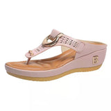 Summer Vacation Wedge Heels Slip On Sandals for Women