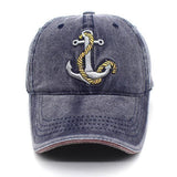 Washed Denim Anchor Embroidered Pattern Sunshade Baseball Cap