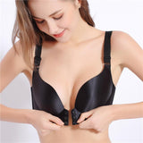 Women's Super Comfy Wireless Front Button Closure Soft Bras -Gray