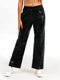 Women's High Waist Straight Leg Bright Metallic Pants