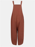 Plus Size Cotton Linen Dungarees Jumpsuits