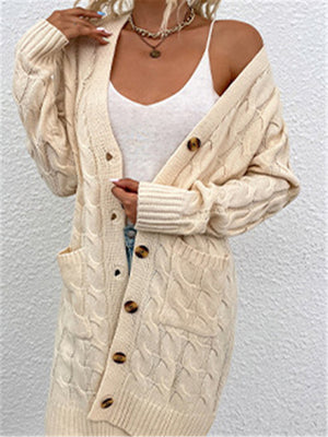 Casual Fashion Buttons Up Solid Color Slim Sweater Cardigan