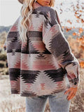 Ethnic Style Aztec Print Woolen Jackets for Women