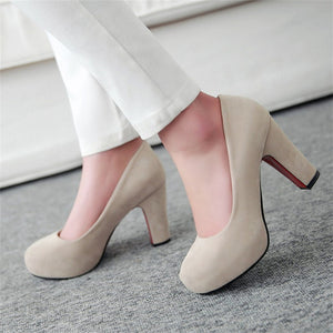 Solid Color Round Toe High Heels