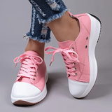 Candy Color Thick Bottom Anti Slip Lace Up Canvas Shoes for Women