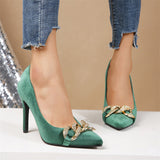 Lady Elegant Classic Banquet Green Pointed Toe Pumps