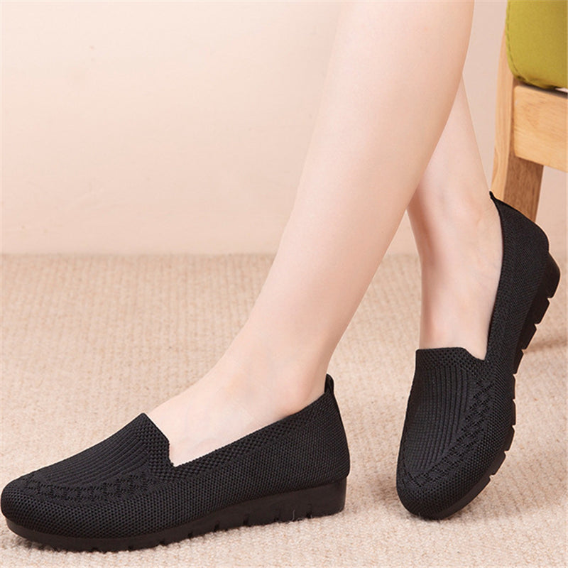 New Casual Mesh Breathable Flat Shoes Solid Color Loafers For Women