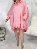 Oversized Lapel Collar Shirt Dress