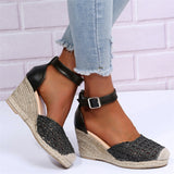 Women's Elegant Woven Rope Wedge Heels Sandals