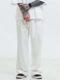 Mens Casual Loose Vertical Linen Hipster Pants