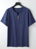 Men's V-Neck Short-Sleeved Linen Shirt