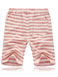 Men Stripe Printed Drawstring Beach Shorts