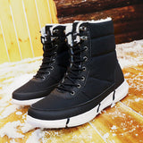 Unisex Lace-Up Windproof High-Top Cotton Lining Lightweight Snow Boots