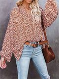 Loose Fit V Neck Floral Printed Button Up Long Sleeve Blouse