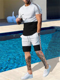 Summer Men's Popular Contrast Color Short Sleeve Sports Sets
