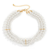 Classy Simple Artificial Pearl 3 Strand Necklace For Women