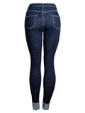 Simple Style Slim Fit Stretchy Hemming Women Denim Jeans