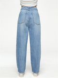 Youth Campus Style Extra Loose Straight-Leg Light Blue Denim Jeans for Women