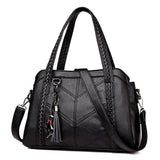 Fashion Elegant Leather Handbag Large Capacity Tassel Ornaments Shoulder Bag