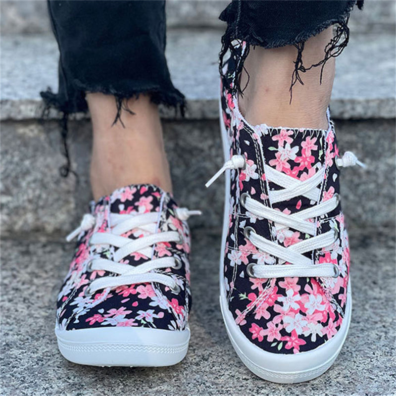 Extra Soft Cotton Cloth Round Toe Cherry Blossom Women Loafers