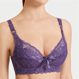 Women's Push Up Comfortable Floral Lace Bras - Navy