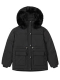 Winter Extra Warm Cotton-Padded Drawstring Waist  Faux Fur Hooded Coat for Women