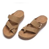 Female Casual Ankle Strap Flip Flops Wedge Slippers