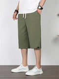 Men's Solid Color Casual Style Loose Straight Cropped Trousers